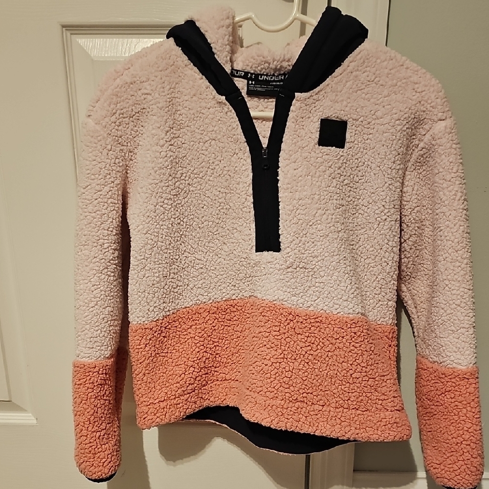 UA Pink and Coral Sherpa Jacket with Quarter-Zip